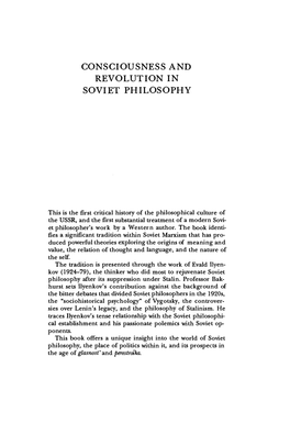 Consciousness and Revolution in Soviet Philosophy