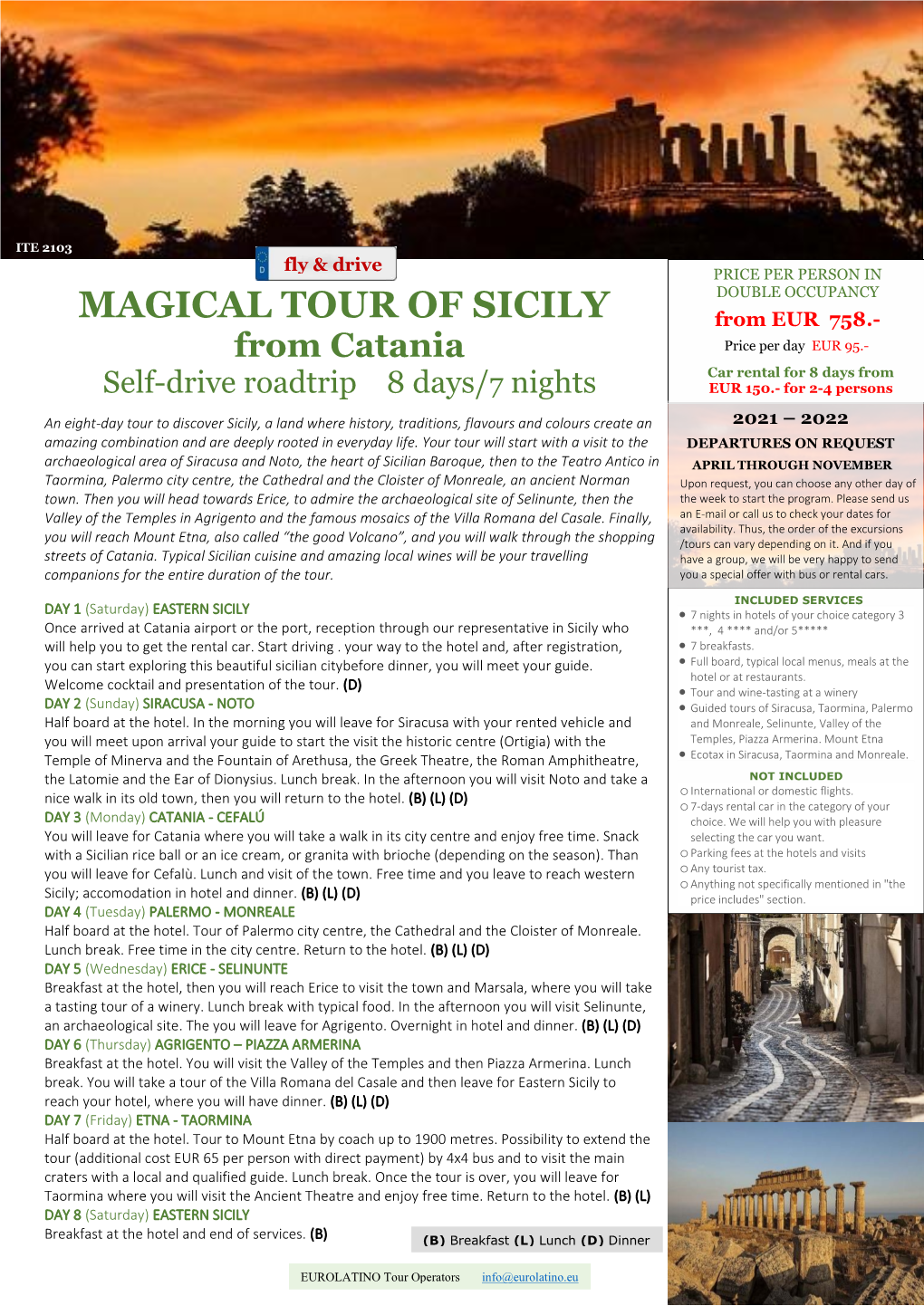 MAGICAL TOUR of SICILY from EUR 758