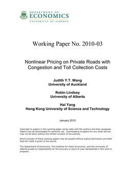 Working Paper No. 2010-03