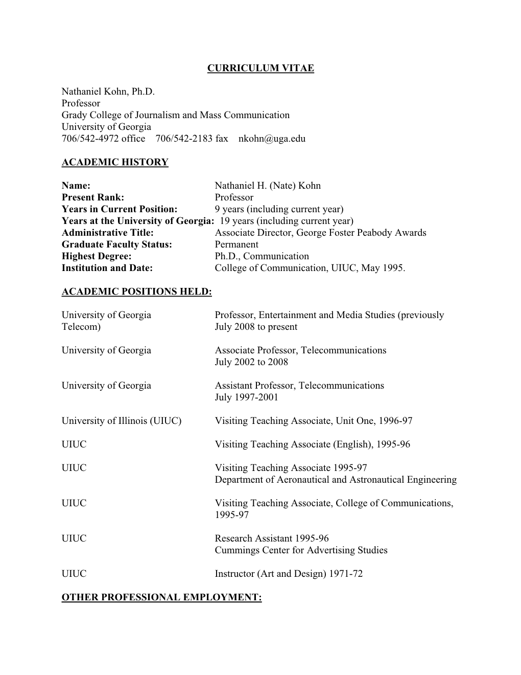 View Curriculum Vitae