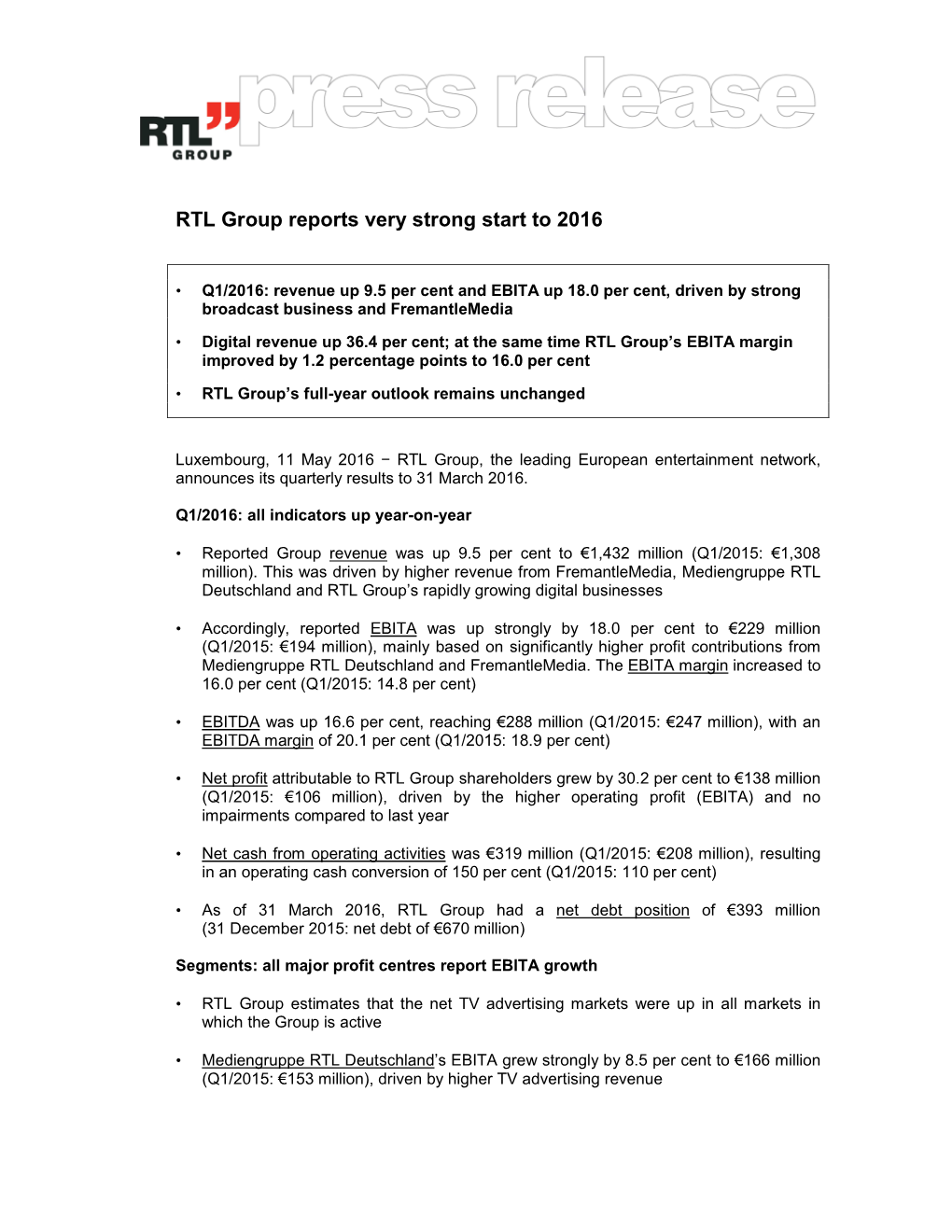 2016.05 Press Release Q1 Results