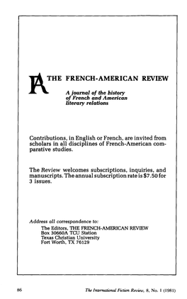 Fr the FRENCH-AMERICAN REVIEW