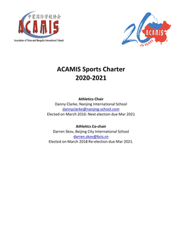 ACAMIS Sports League Charter 2020-21 Latest