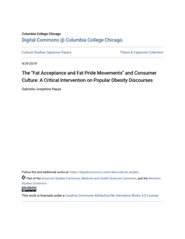 "Fat Acceptance and Fat Pride Movements" and Consumer Culture: a Critical Intervention on Popular Obesity Discourses