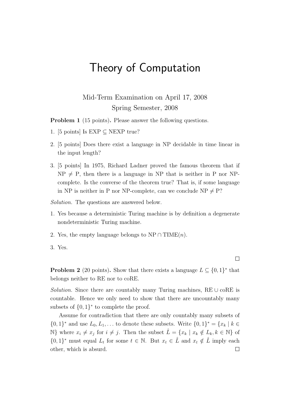Theory of Computation