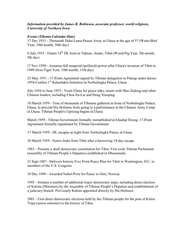 Tibetan Timeline