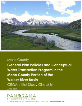 General Plan Policies and Conceptual Water Transaction Program in the Mono County Portion of the Walker River Basin