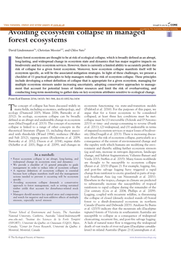 Avoiding Ecosystem Collapse in Managed Forest Ecosystems