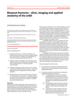 Blowout Fractures - Clinic, Imaging and Applied Anatomy of the Orbit