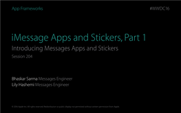 Introducing Messages Apps and Stickers Session 204