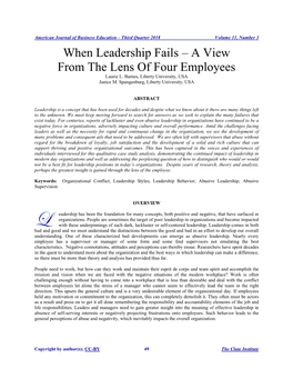 When Leadership Fails – a View from the Lens of Four Employees Laurie L