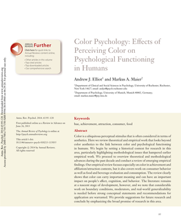 Effects of Perceiving Color on Psychological Functioning in Humans