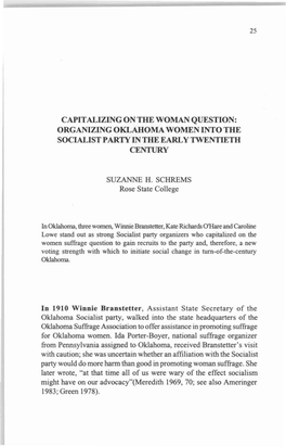 Organizing Oklahoma Women Into the Socialist Party in the Early Twentieth Century