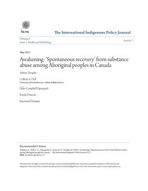 From Substance Abuse Among Aboriginal Peoples in Canada Adrien Tempier