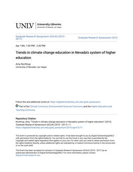 Trends in Climate Change Education in Nevada's System of Higher Education