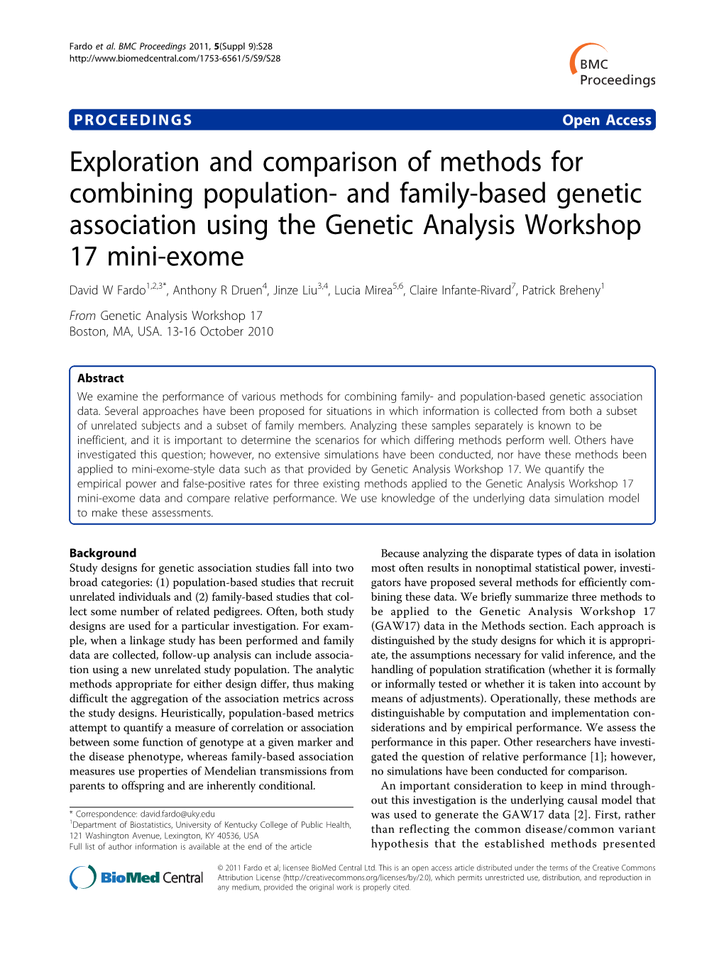 And Family-Based Genetic Association Using the Genetic Analysis