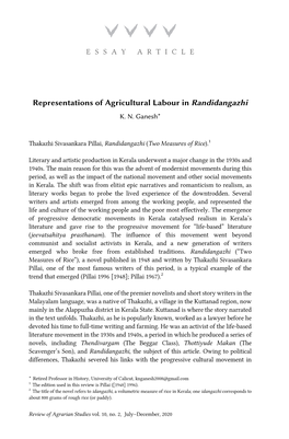 Representations of Agricultural Labour in Randidangazhi K