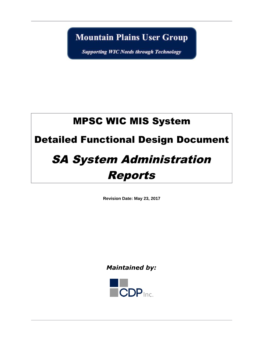 SA System Administration Reports