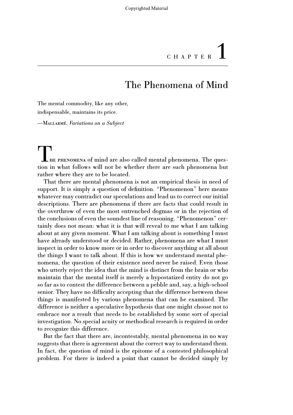 The Phenomena of Mind