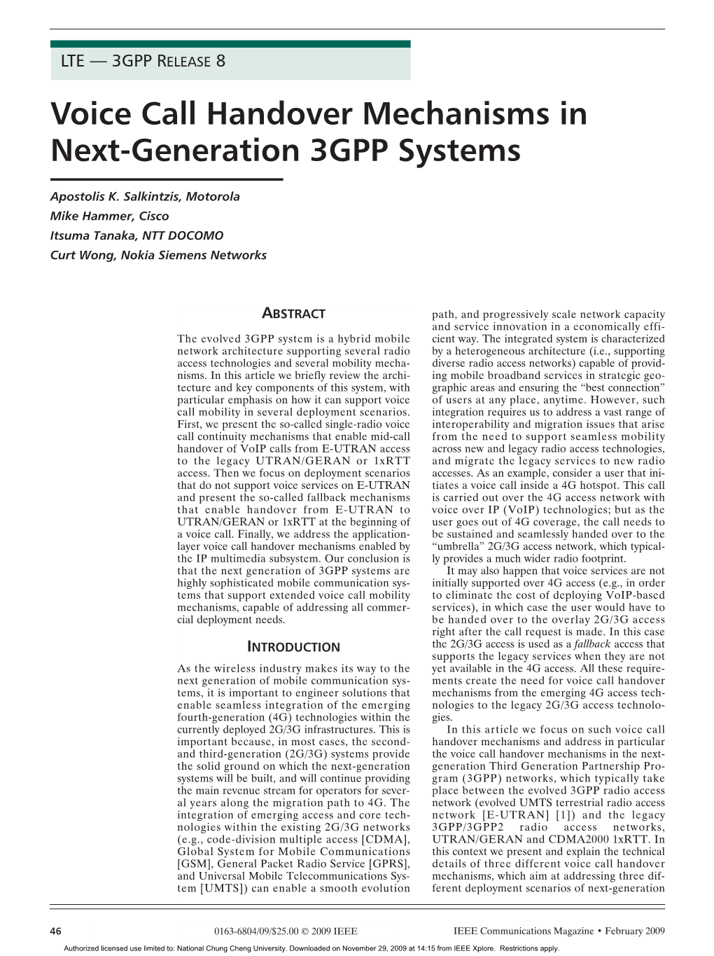 Voice Call Handover Mechanisms in Next-Generation 3GPP Systems