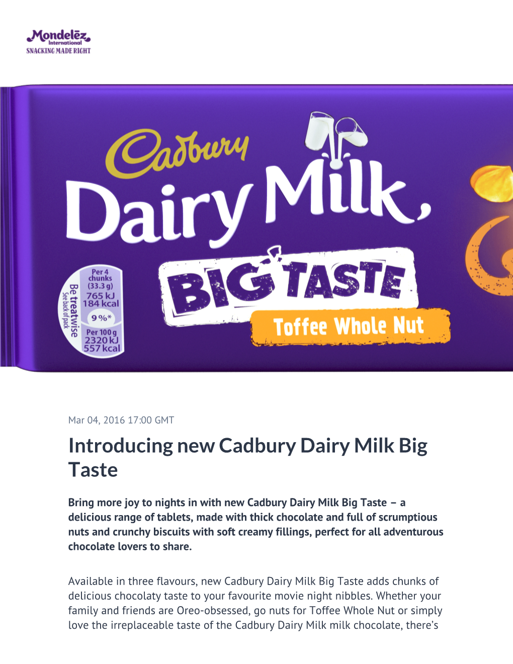 Introducing New Cadbury Dairy Milk Big Taste