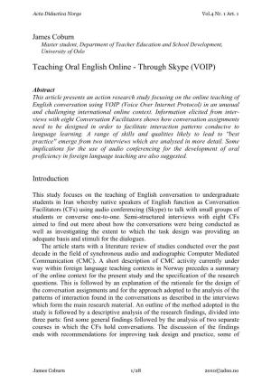 Teaching Oral English Online - Through Skype (VOIP)