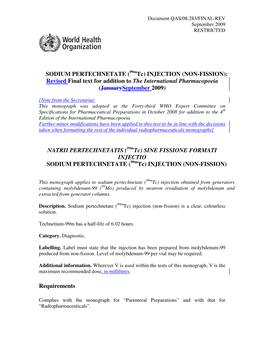 SODIUM PERTECHNETATE ( Tc) INJECTION (NON-FISSION