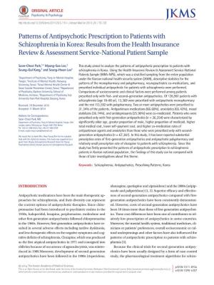 Patterns of Antipsychotic Prescription to Patients with Schizophrenia in Korea: Results from the Health Insurance Review & Assessment Service-National Patient Sample