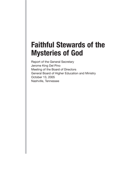 Faithful Stewards of the Mysteries of God