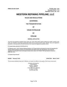 Western Refining Pipeline, Llc