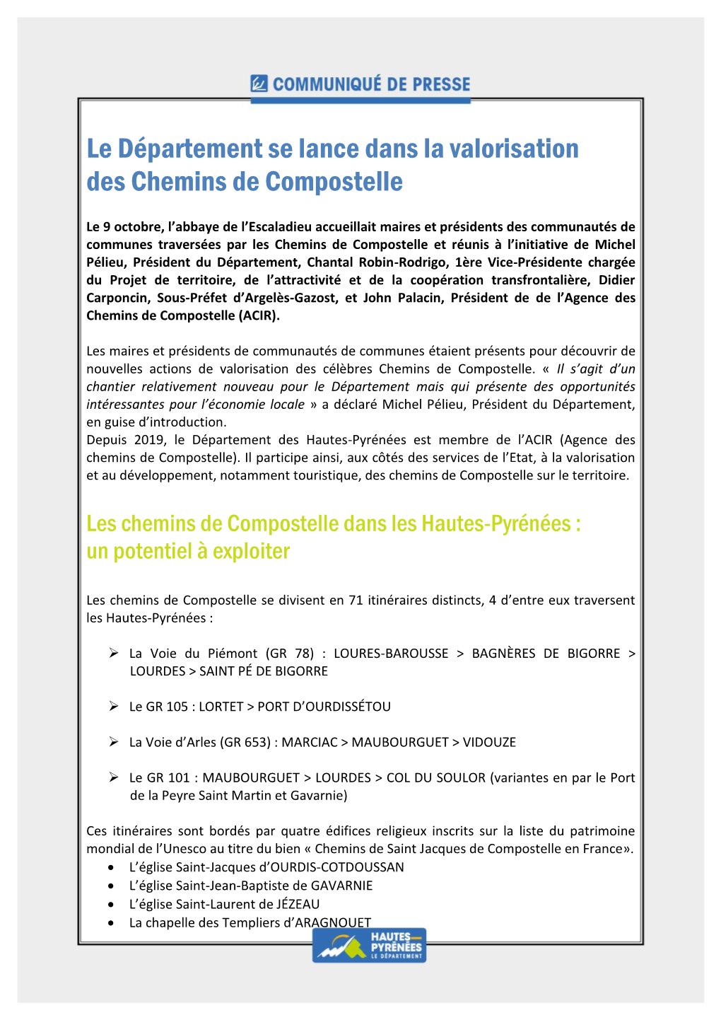 Valorisation Des Chemins De Compostelle