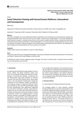 Social Television Viewing with Second Screen Platforms: Antecedents and Consequences