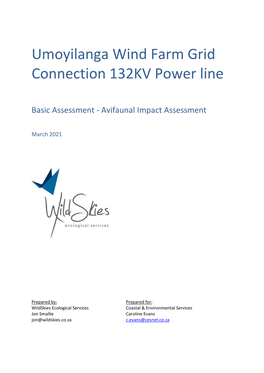 Umoyilanga Wind Farm Grid Connection 132KV Power Line