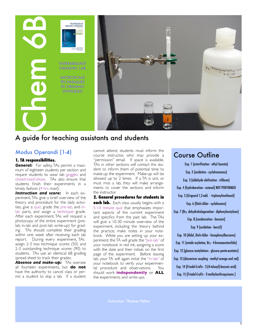 Chem 6B a Guide for Teaching Assistants and Students