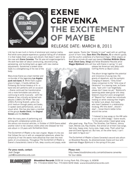 Exene Cervenka the Excitement of Maybe Release Date: March 8, 2011