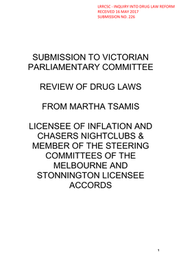 Submission to Victorian Parliamentary Committee