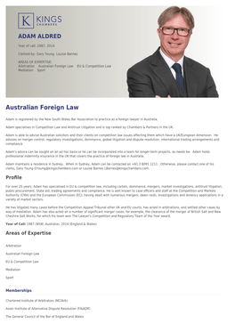 Australian Foreign Law EU & Competition Law Mediation Sport