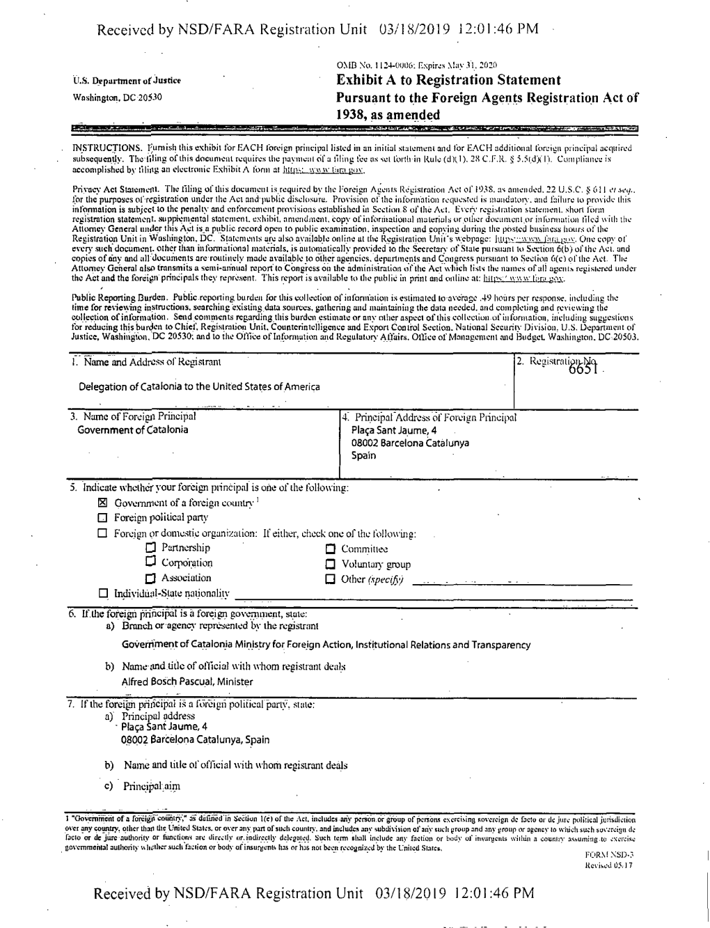 Received by NSD/FARA Registration Unit 03/18/2019 12:01:46 PM