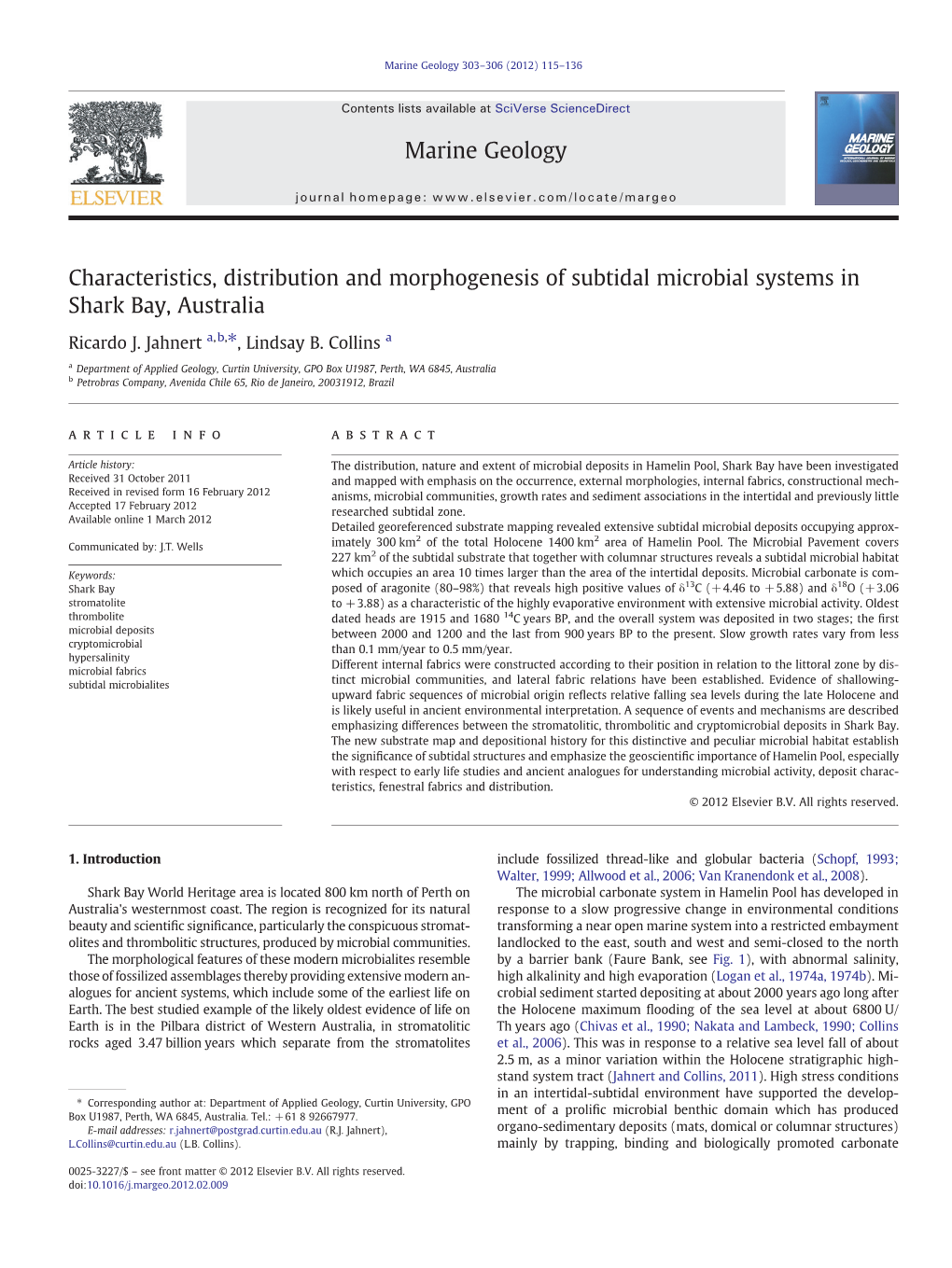 Characteristics, Distribution and Morphogenesis of Subtidal Microbial Systems in Shark Bay, Australia