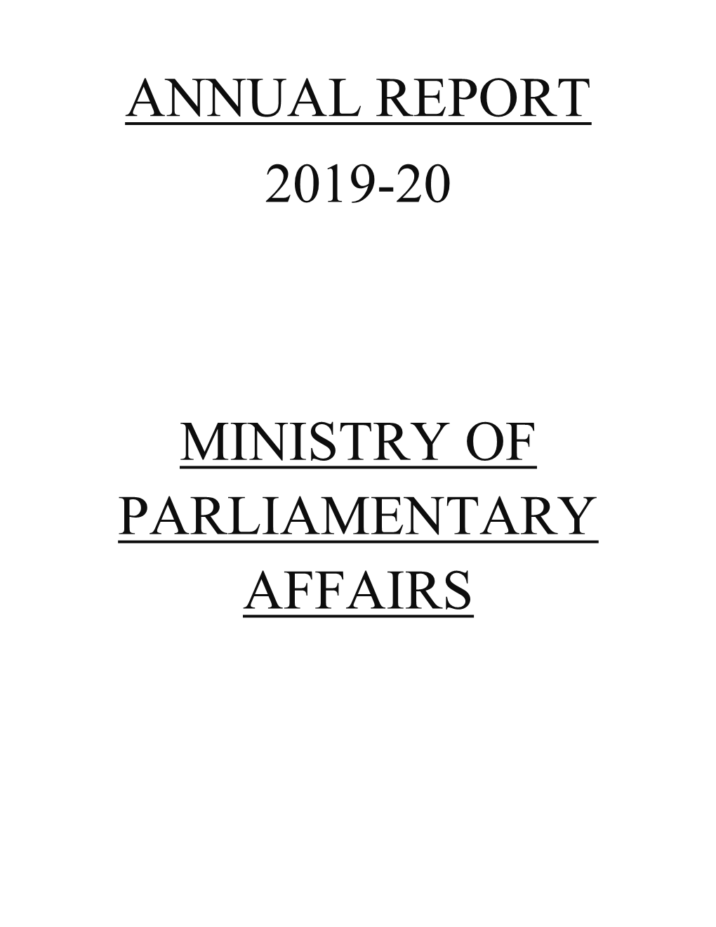 Annual Report 2019-20 Ministry of Parliamentary