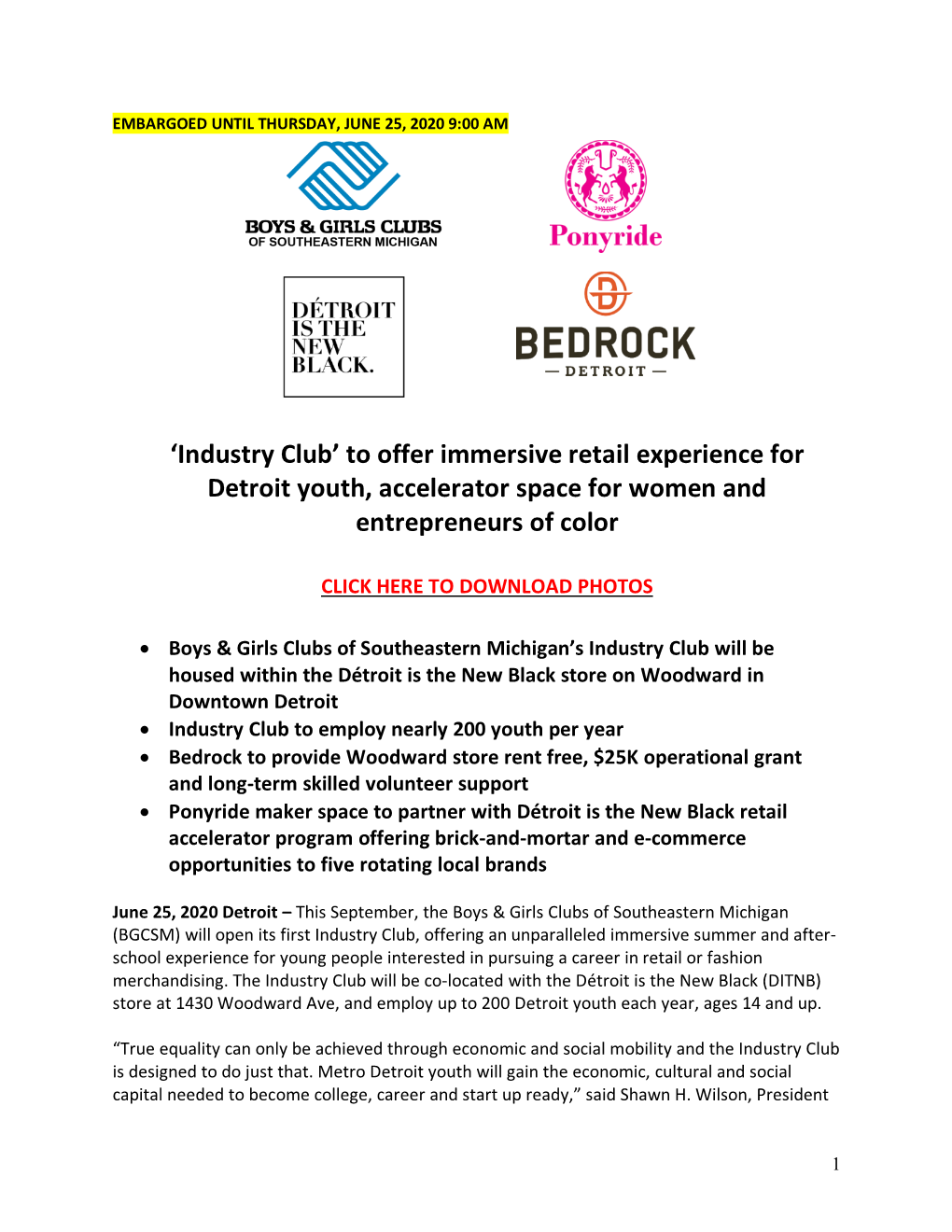 'Industry Club' to Offer Immersive Retail Experience for Detroit Youth, Accelerator Space for Women and Entrepreneurs Of