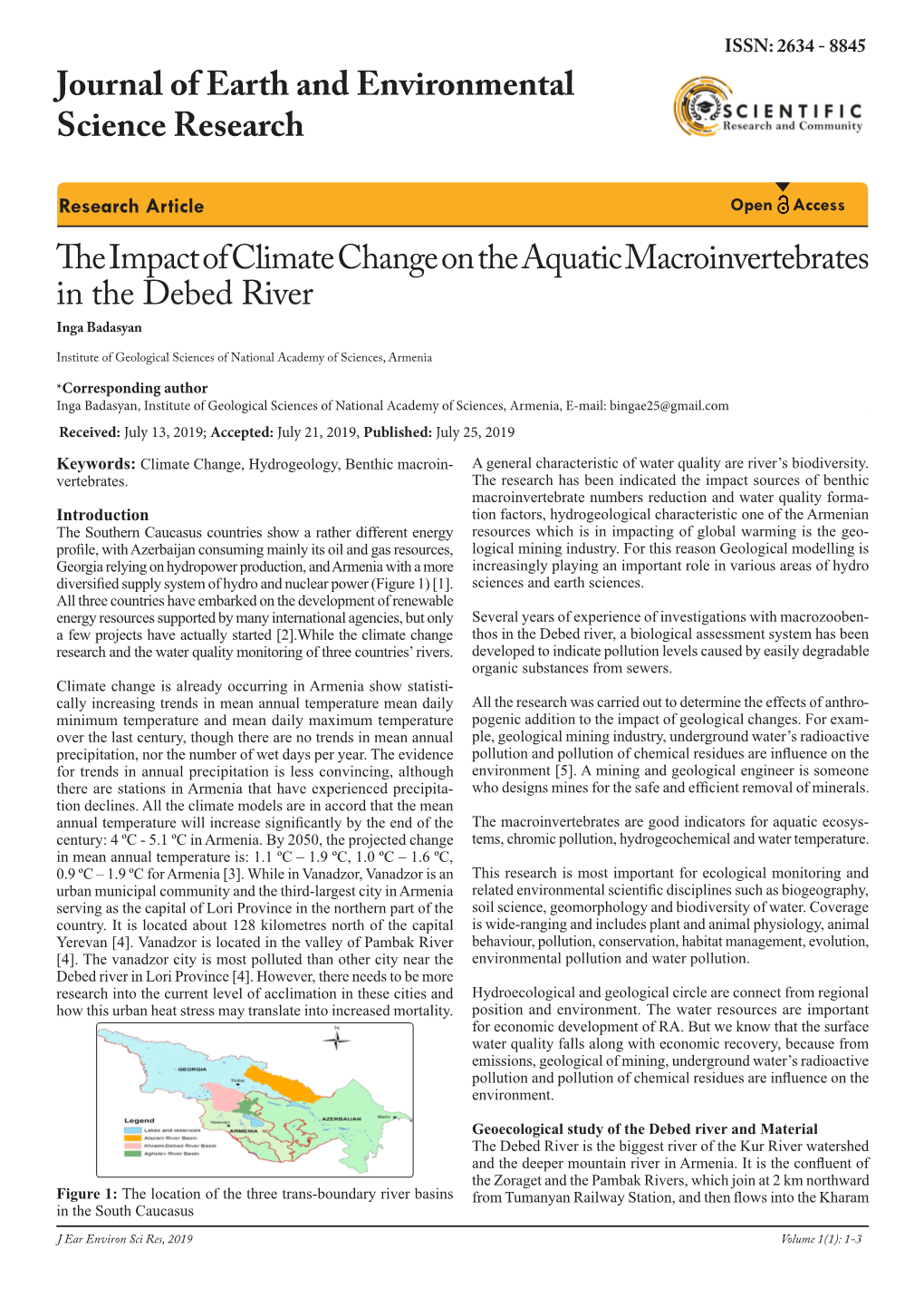 The Impact of Climate Change on the Aquatic Macroinvertebrates in the Debed River Inga Badasyan