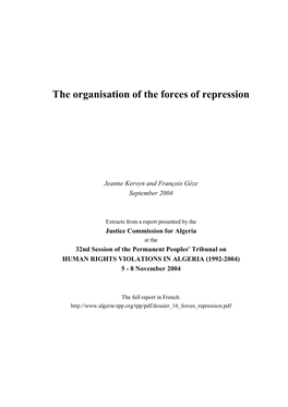 The Organisation of the Forces of Repression