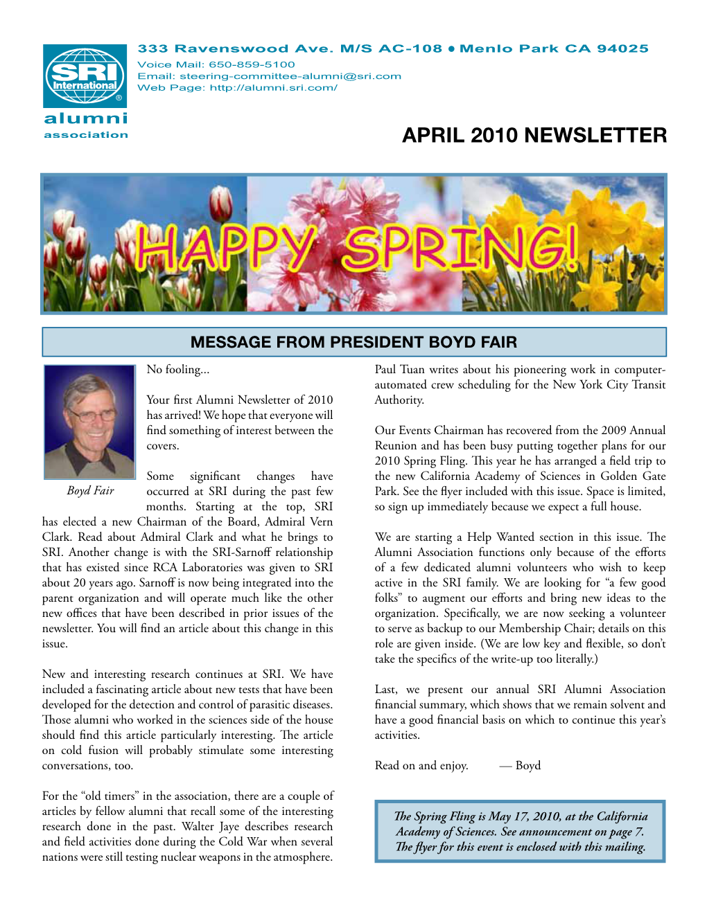 April 2010 Newsletter