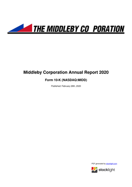 Middleby Corporation Annual Report 2020