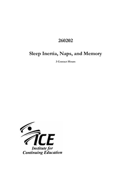 260202 Sleep Inertia, Naps, and Memory