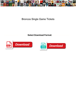 Broncos Single Game Tickets