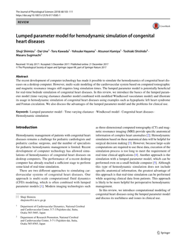 Lumped Parameter Model for Hemodynamic Simulation of Congenital Heart Diseases