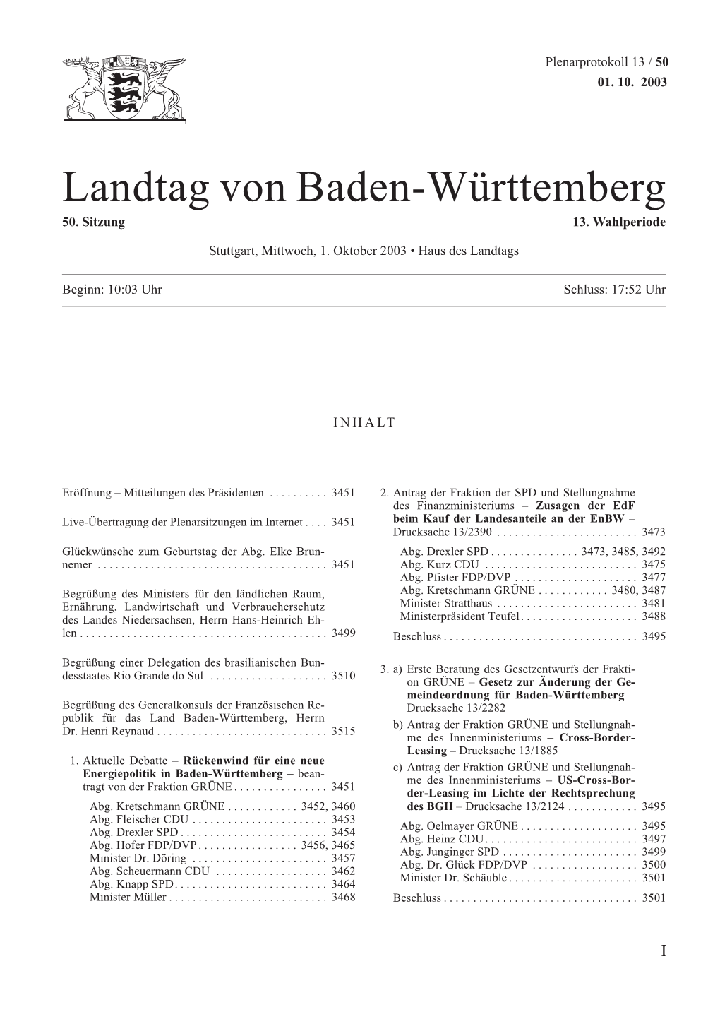 Landtag Von Baden-Württemberg 50
