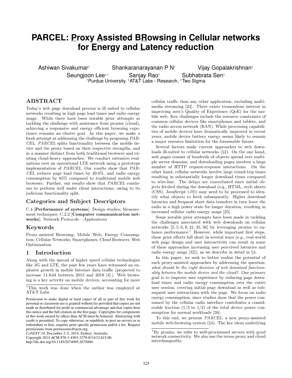 PARCEL: Proxy Assisted Browsing in Cellular Networks for Energy and Latency Reduction